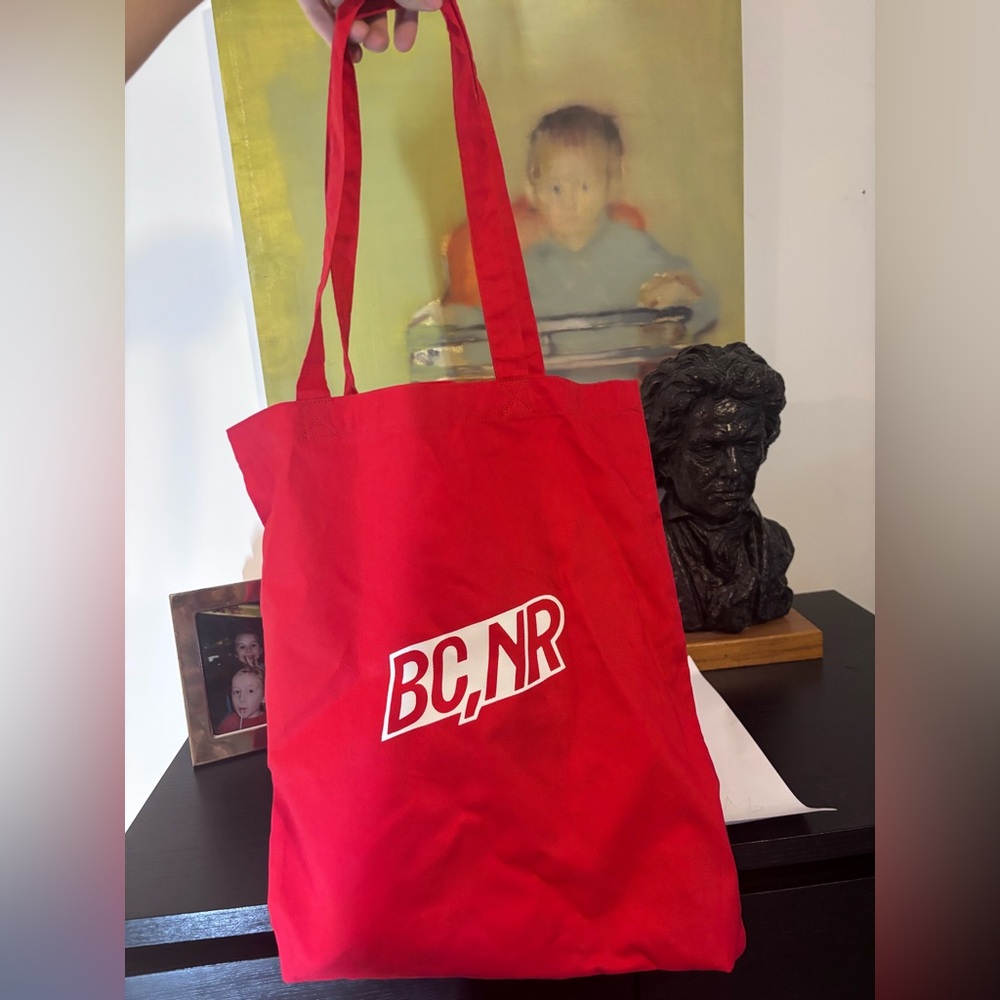 Black Country New Road tote bag and crayons